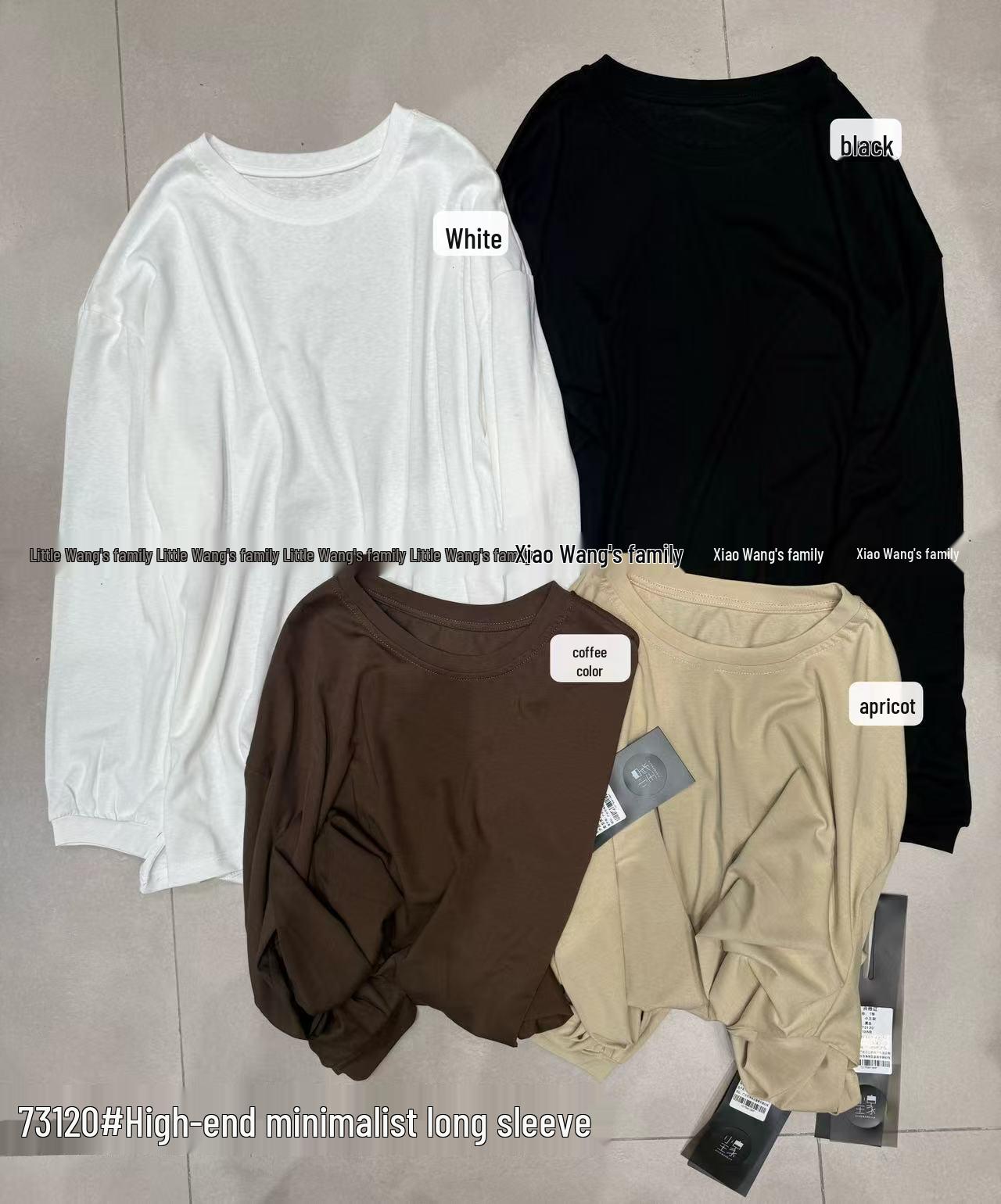 

Весенняя футболка Xiao Wang 73120 большого размера в корейском свободном стиле с круглым вырезом и длинным рукавом One Size белый