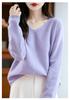Women's V-Neck Pure Wool Sweater: Lightweight, Lazy Style Knit for Autumn & Winter, Cashmere Base Layer.