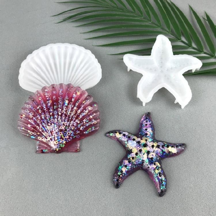 Starfish Resin Molds Silicone Wall Decor Mold Seashell Casting Epoxy Resin Molds