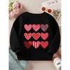 Kids Crewneck Sweatshirt, Cute Valentine Heart Love Theme Graphic Print, Fall Winter Clothing