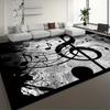 Modern Abstract Music Rug Suitable for Bedroom/Living Room Carpet - Soft Non-Slip Machine Washable with Backing, Black White Gray Suitable for Indoor