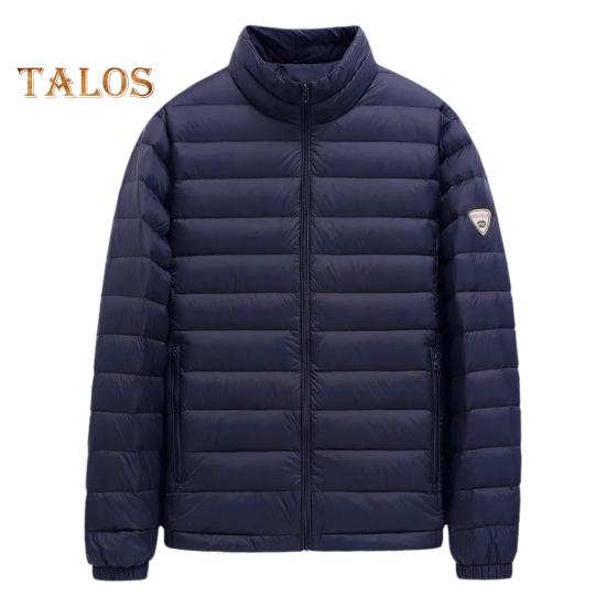 

Мужское хлопковое пальто с воротником-стойкой, длинным рукавом, однотонная стеганая куртка с карманами, зимняя легкая короткая верхняя одежда XXL темно-синий