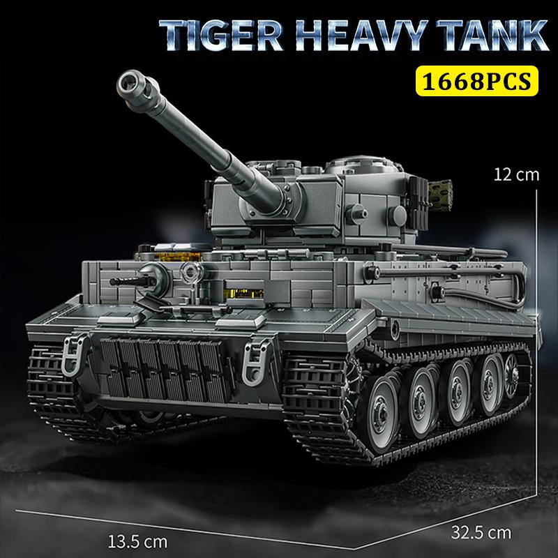 Military WW2 German Tiger Heavy Tank Model Building Blocks Army Panzer Battle Tank MOC Soldiers Figures Bricks Toy Children Gift