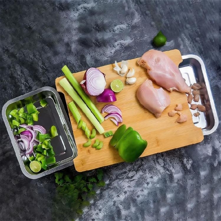 Multifunctional Bamboos Chopping Block With Integrated Storage Bamboos Kitchen Ready Board For Kitchen Essential