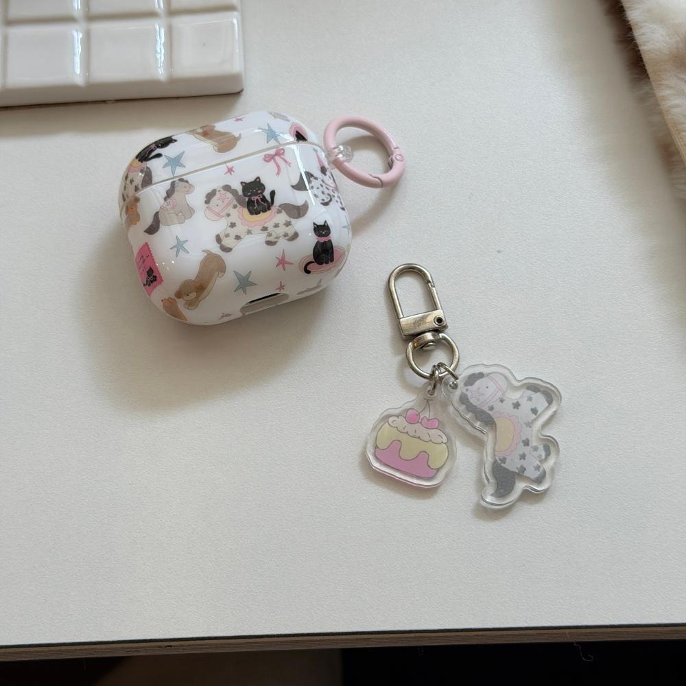 Ins Korean Graffiti Cartoon Cat Pony Suitable for AirPods4 Protective Case AirPods3rd Generation Earphone Cover Apple Airpodspro2 Second and Third