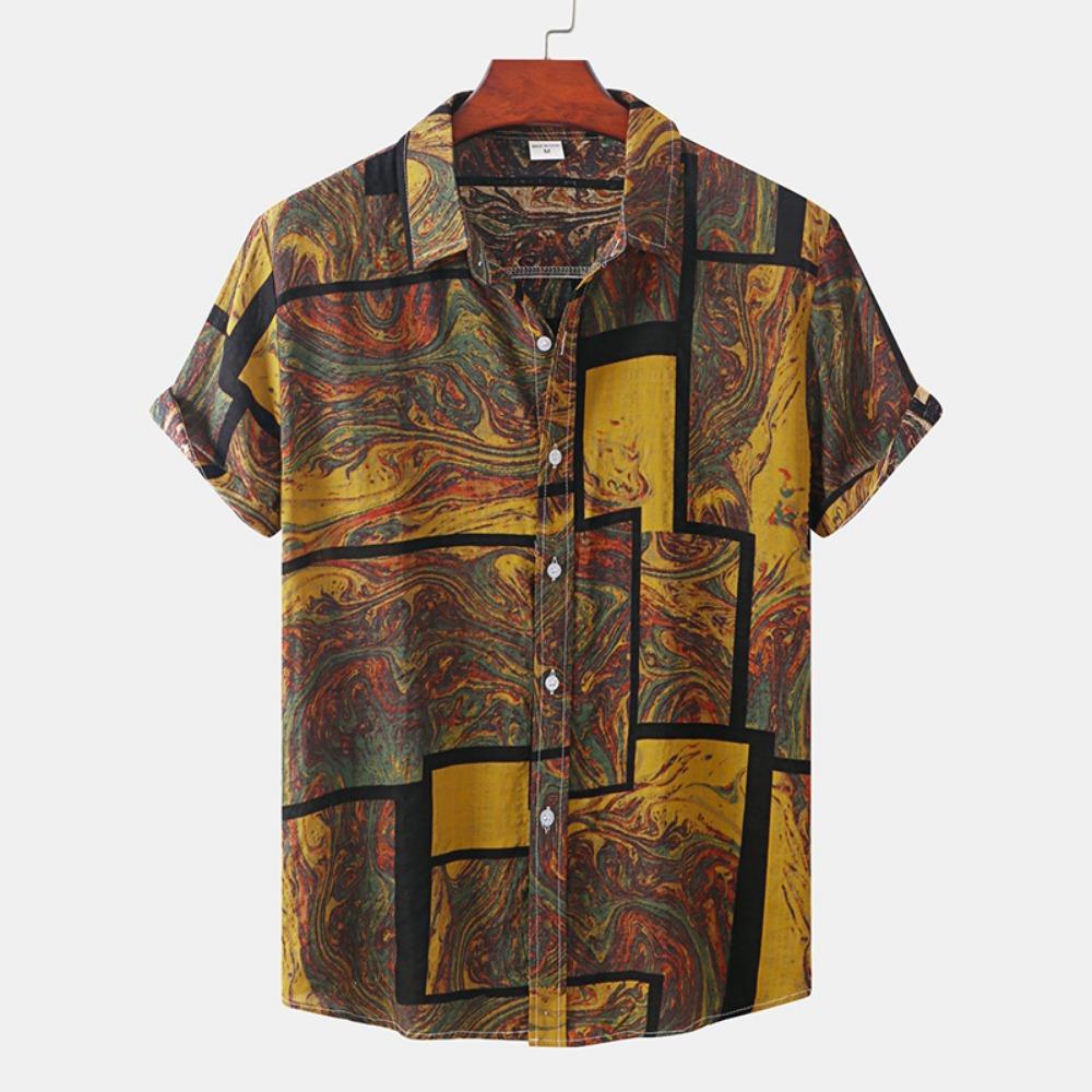 Summer Hawaiian Short Sleeve Printed Vintage Shirt Men's Loose And Breathable Oversized Clothing Luxury Y2k Normal Shirt
