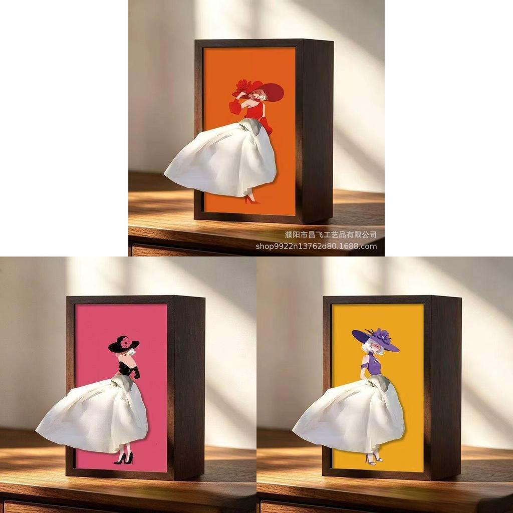 Ballet Dance Wooden Tissue Box Holder With Creative Cartoon Design For Home Decor