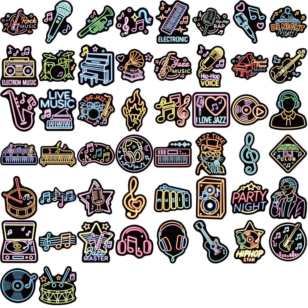 50-100PCS Cartoon Music Symbol Graffiti Stickers Decorative Guitar Notebook Luggage DIY Waterproof