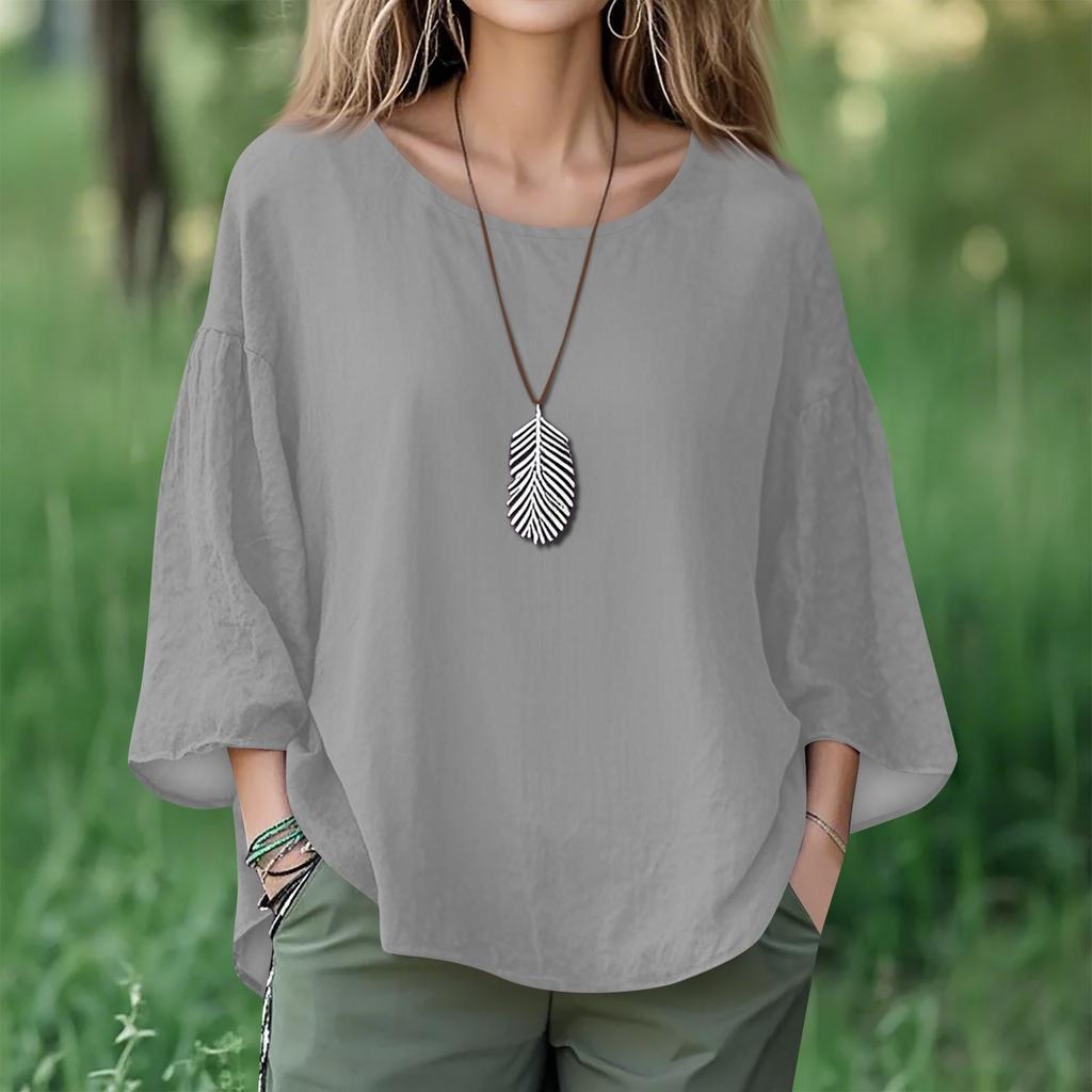 Summer Tops For Women Cute V Neck 3/4 Sleeve Blouses Floral Print Top Casual Shirts