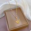Titanium Steel Luxury Zirconia Necklace with Electroplated Gold Pendant in Fresh INS Style.