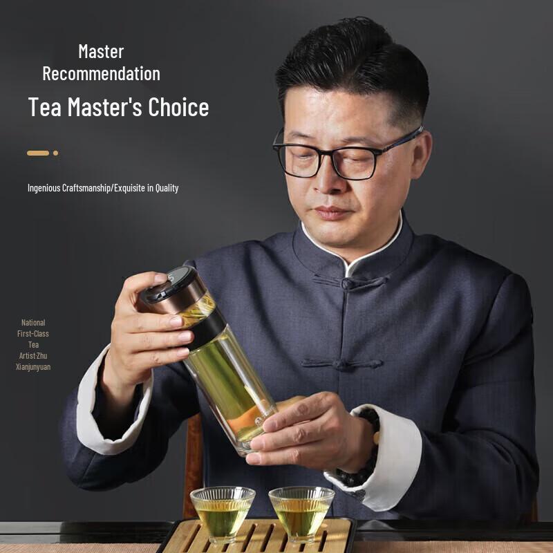 Temark Smart Tea Infuser Double-Layer Glass Mug