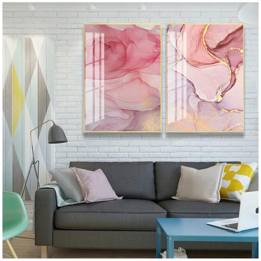 Nordic Print Scandinavian Decoration Picture Modern Abstract Beautiful Colorful Golden Petals Ink Canvas Painting Wall Art