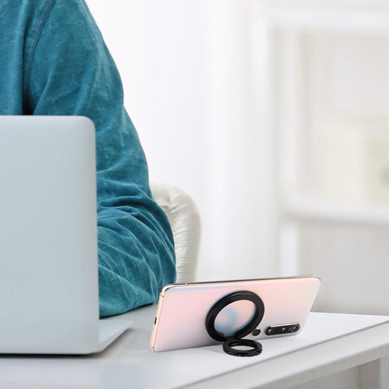 360 Rotating Magnetic Phone Mount with Double Hoop Grip Foldable Design and Metal Construction Universal