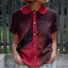 Women's Casual Fashionable Printing O Neck Button Short Sleeved Top