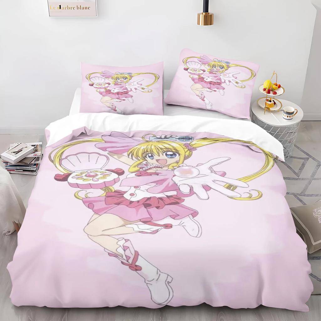 Cartoon Mermaid Melody Duvet Cover And Pillowcase Set for Adults And Children Bedroom Decoration Single Double Large Size