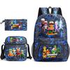 Large Capacity Schoolbag with Shoulder Strap; Student Three-piece Pencil Case Set