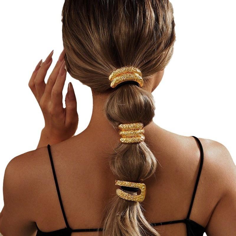 Sale  Metal Irregular Double-Layer Hair Bands Rope Women Headband Elastic Hairband Ponytail Holder Hair Accessories