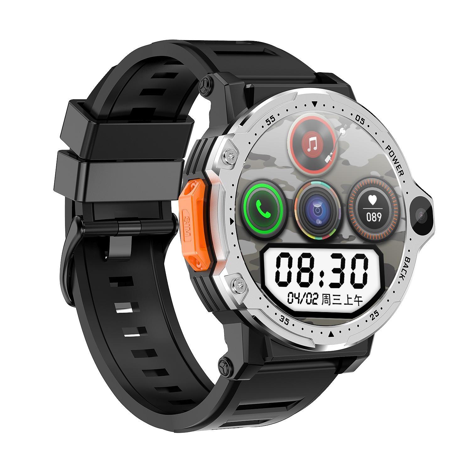 Rainbuvvy PG999 4G Smartwatch 1,54 Zoll Android 8.1 Dual-Kamera RAM 2 GB ROM 16 GB WLAN GPS 800 mAh Einzel-SIM Smart Watch Phone 4GB&64GB silber