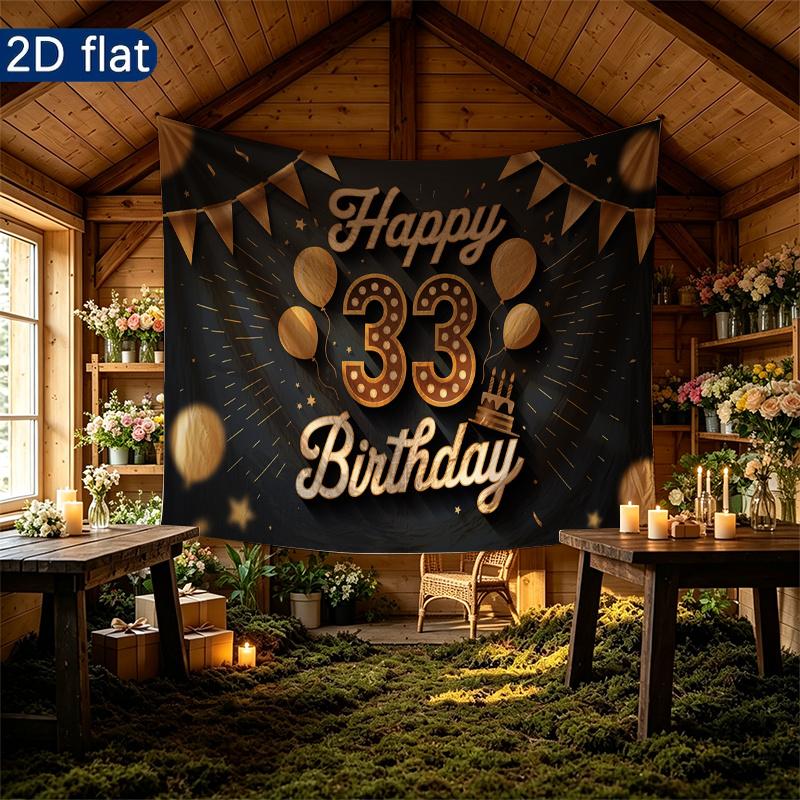 1pc Birthday & Wedding 33rd Number Elegant Hanging Banner