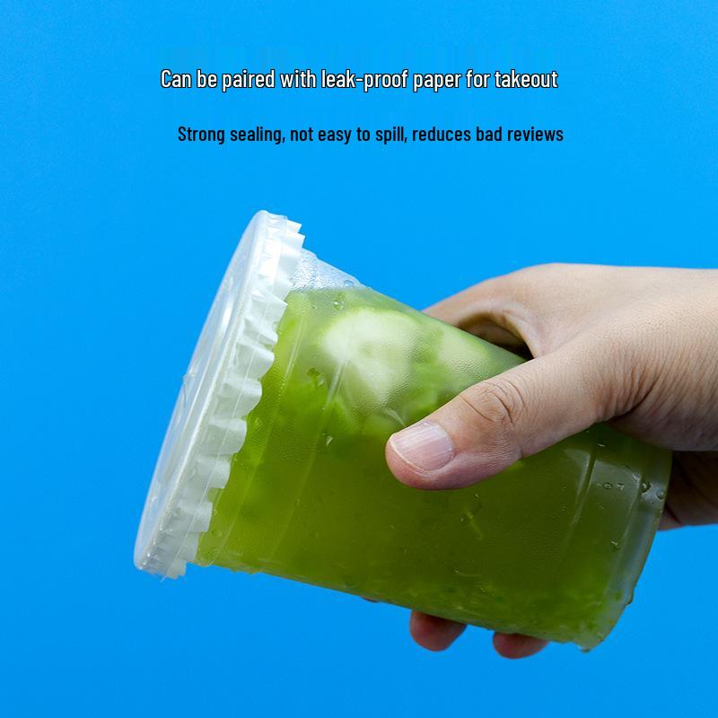 PET Disposable Clear Plastic Cold Drink Cup with Lid, 98 Caliber for Coffee, Milk Tea, Lemon Tea, Ice.