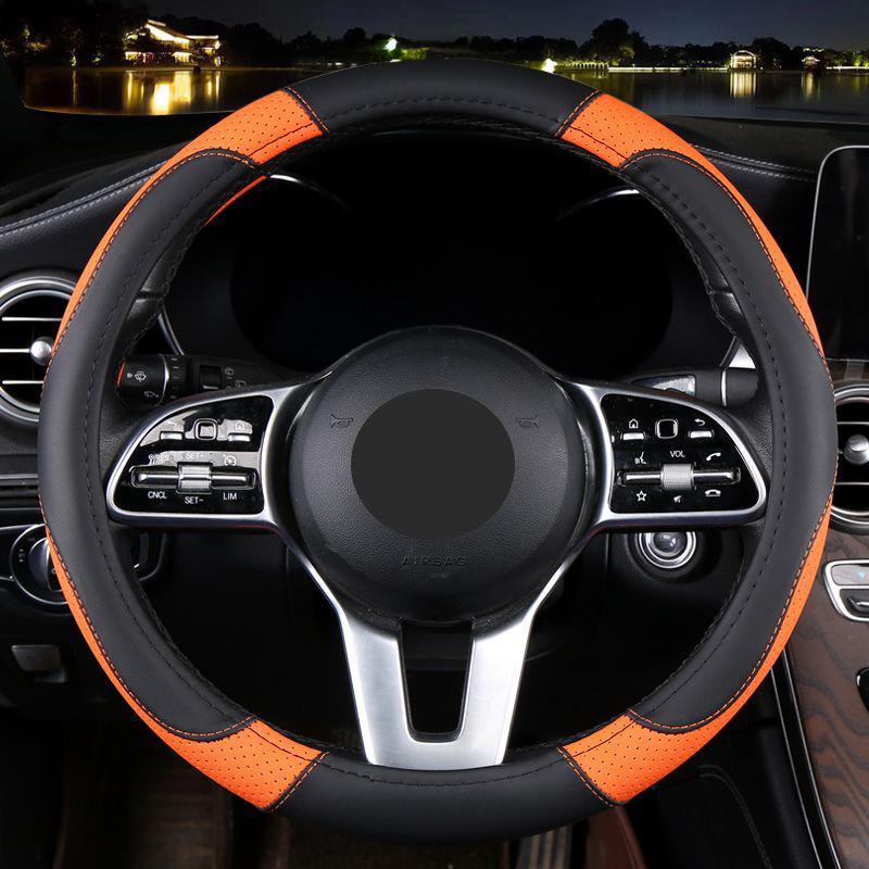 Women's Universal Cartoon Steering Wheel Cover - Four Seasons Carbon Fiber Texture