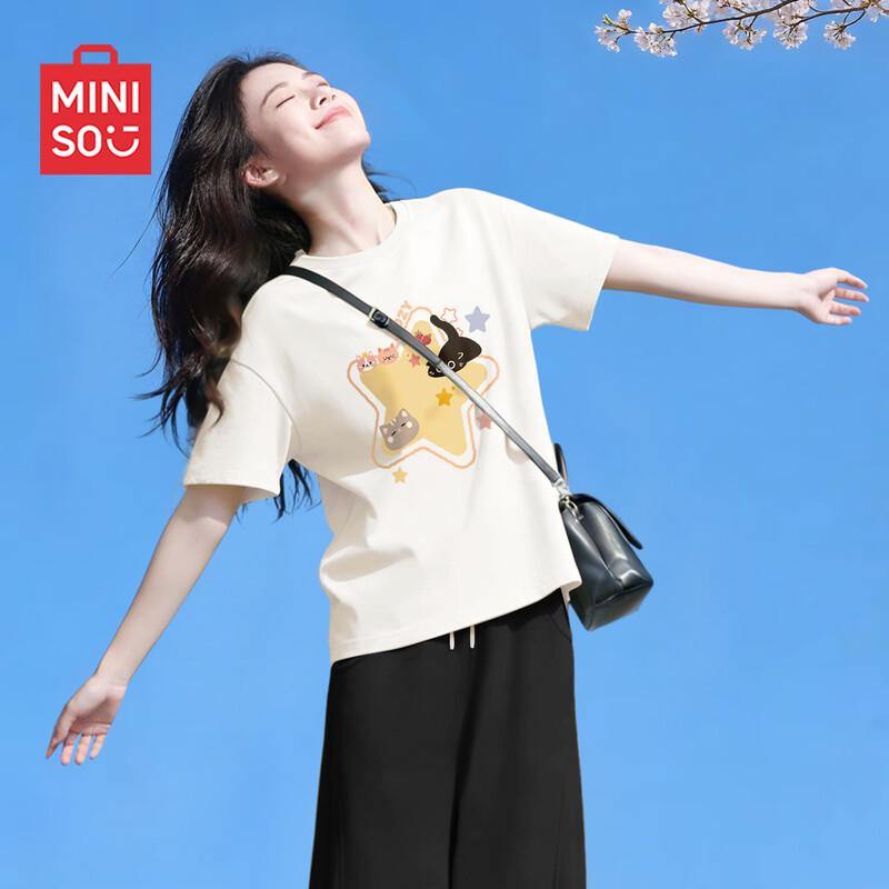 MINISO Women s Loose-Fit Cotton Short-Sleeve T-Shirt 37