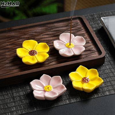 Mini 1PCS 5.5cm X 5.5cm X 1cm Incense Flat Bottom Censer Holder Ceramic Delicate Creative Portable Flower Incense Stick Holder