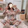 Women's Long-Sleeve Cartoon Pajama Set - Cute Korean Style Homewear for Autumn, Winter, Spring - Plus Size Available