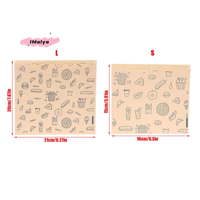 50Pcs Kraft Paper Bag Greaseproof Food Wrapping Disposable Packaging Baking Paper Plate Mat Kitchen Accessories