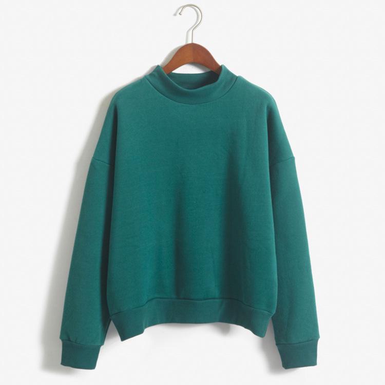 Women's Korean Solid Color Velvet Sweater - Autumn/Winter Baseball Jacket with High Collar