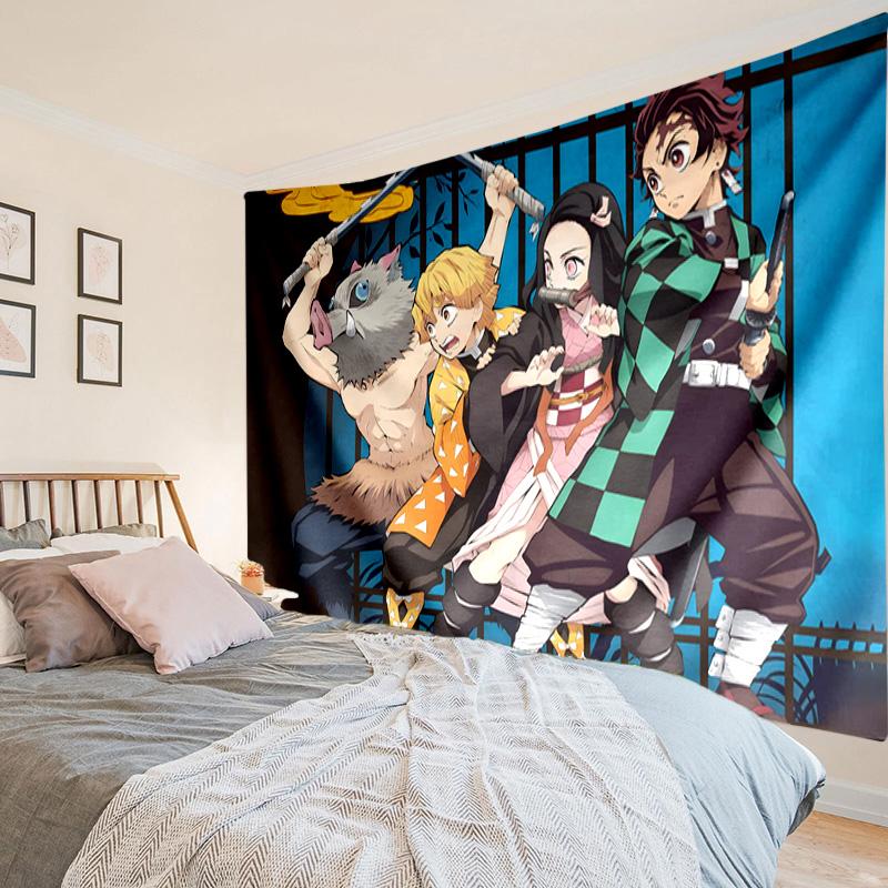 Demon Anime Group Tapestry, Unique Design Tapestry, Wall Decor for Bedroom,Livingroom, Playroom,Heartwarming Fan Holiday Gifts