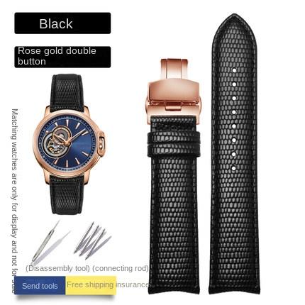 20mm 21mm 22mm Curved End Genuine Leather Watchband For Tissot Citizen Seiko Mido Arc Mouth Men Blue Watch Strap Universal Belt