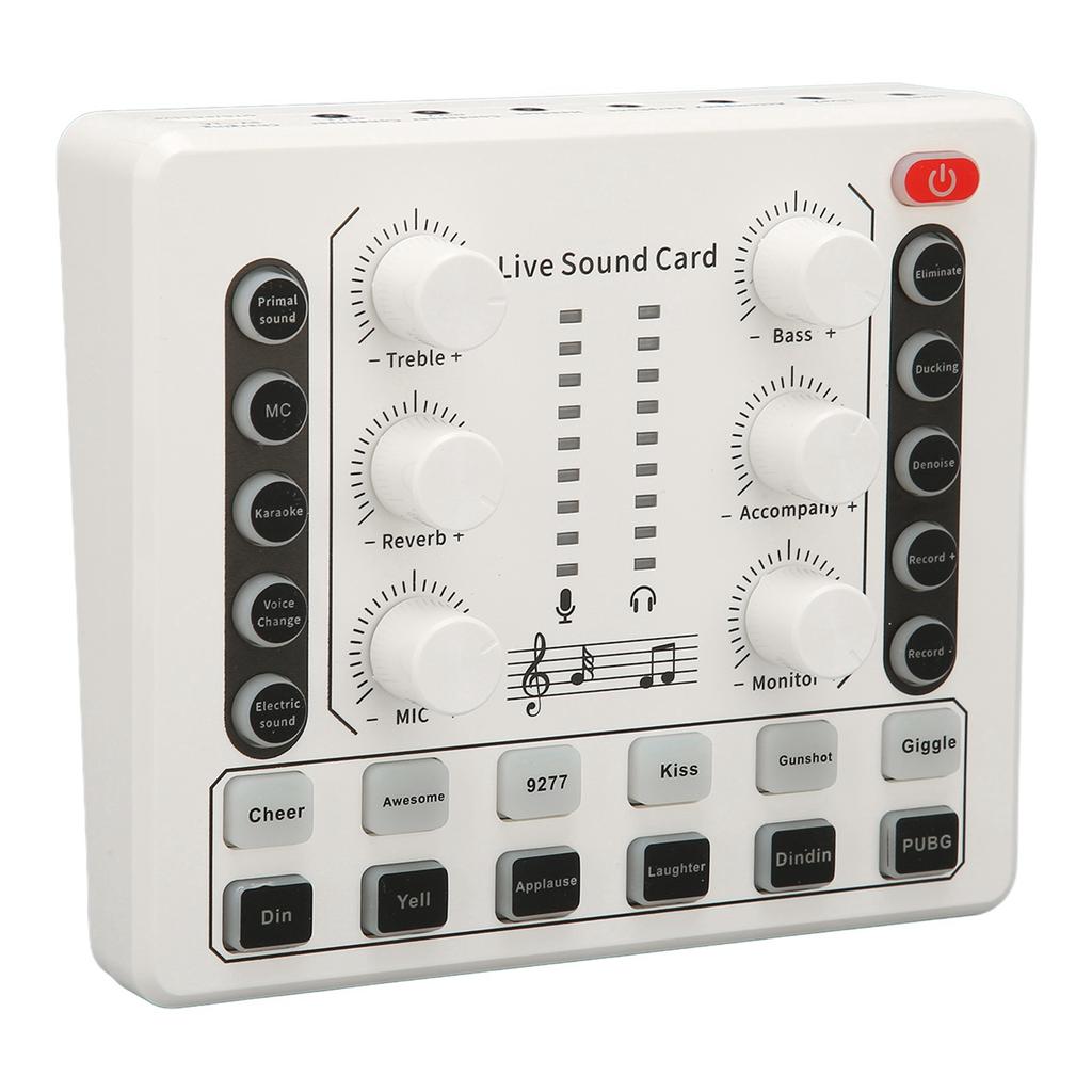 Live Sound Card Multiple Sound Effects Voice Changing Mini Sound Mixer Board for Live Streaming Home KTV