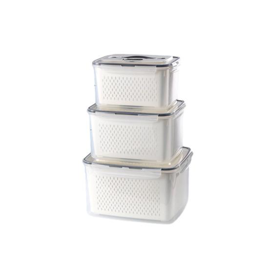 

Storage Boxes for Fridge Leak-proof with Removable Produce Containers Colander And Divider Food Container 3pcs