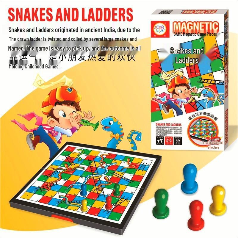 Компактные магнитные 3D Змеи и Лестницы - Образовательная шахматная игрушка для детей и родителей