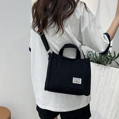 Kordfløyel Casual Dame Tote Skulderveske Retro Kunst Lerret Crossbody Vesker for Kvinner 2025 Bomull Glidelås Håndvesker Luksus Designer