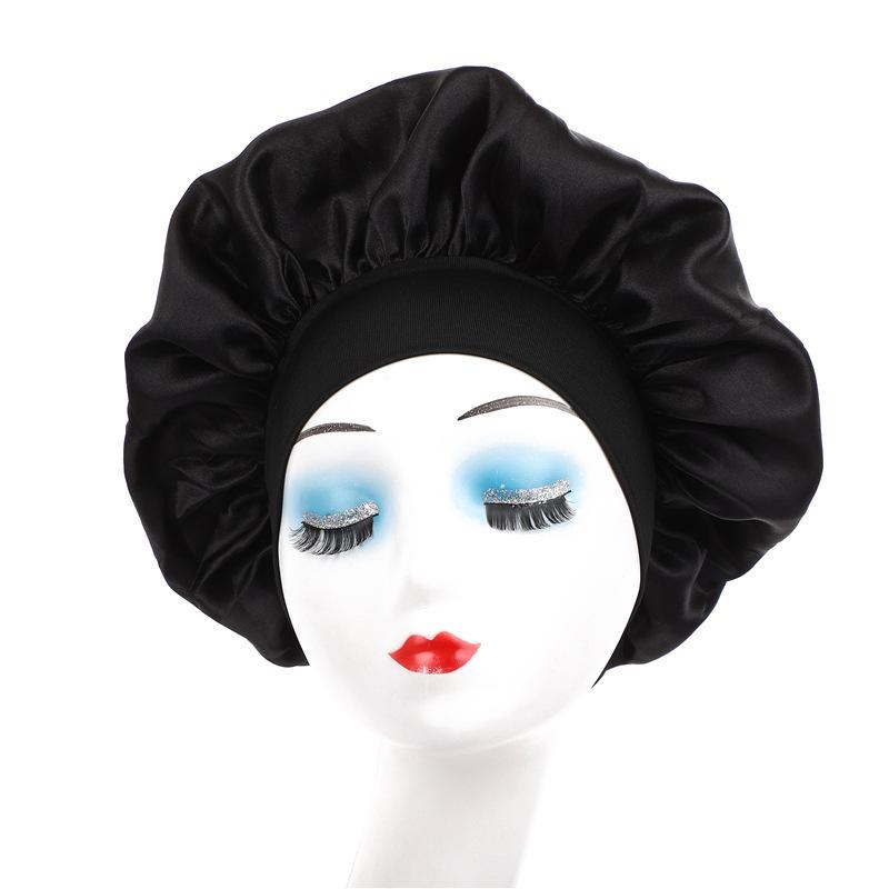 Wide Brim Satin Nightcap: High Elasticity Anti-Frizz Silk Chemotherapy Hat for Hair Care
