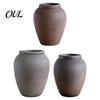 Weathered Stone Texture Plant Holder Retro Round Ceramic Vase, Small Hydroponic Planter, Rustic Style Decorative Ornament Table Centerpiece