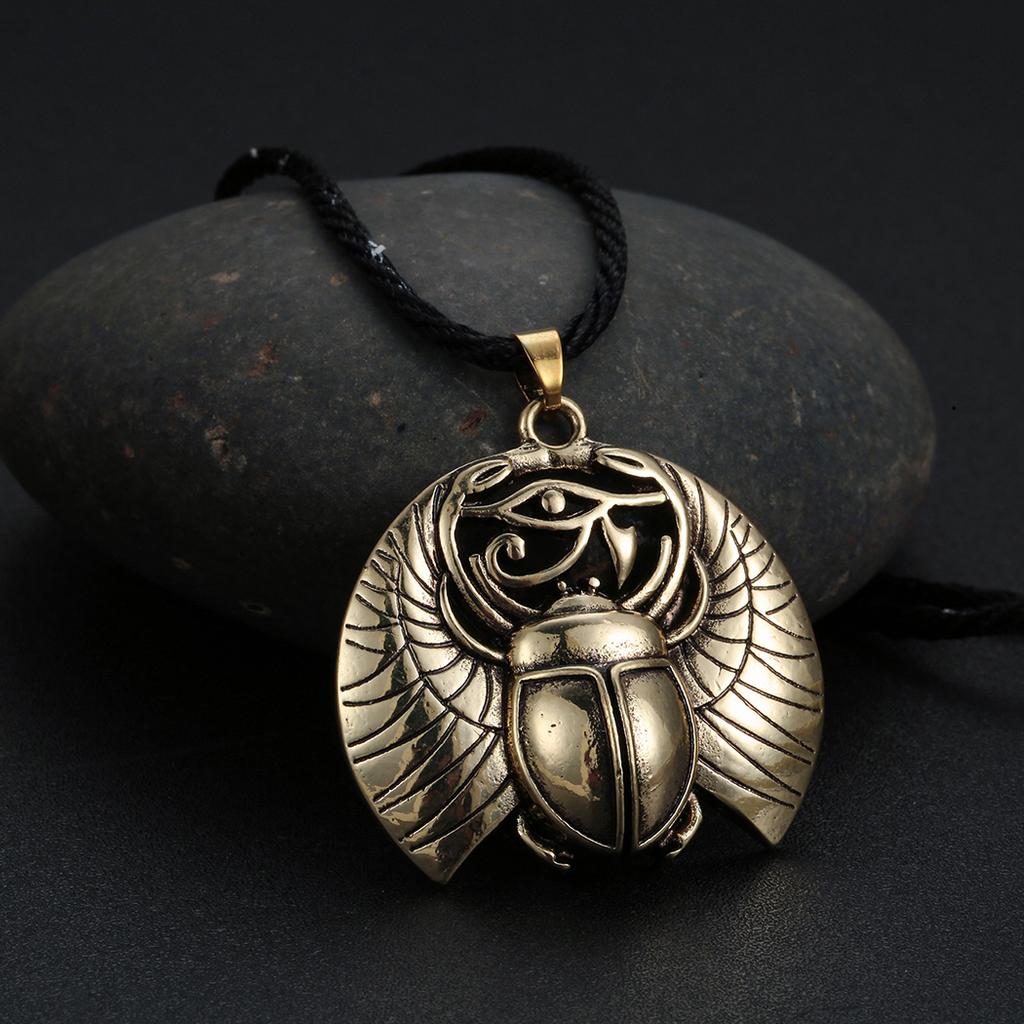 Scarab Necklace Eye of Horus Egyptian Beetle Wadjet Ancient Amulet Protection Symbolic Pendant Gift for Friends