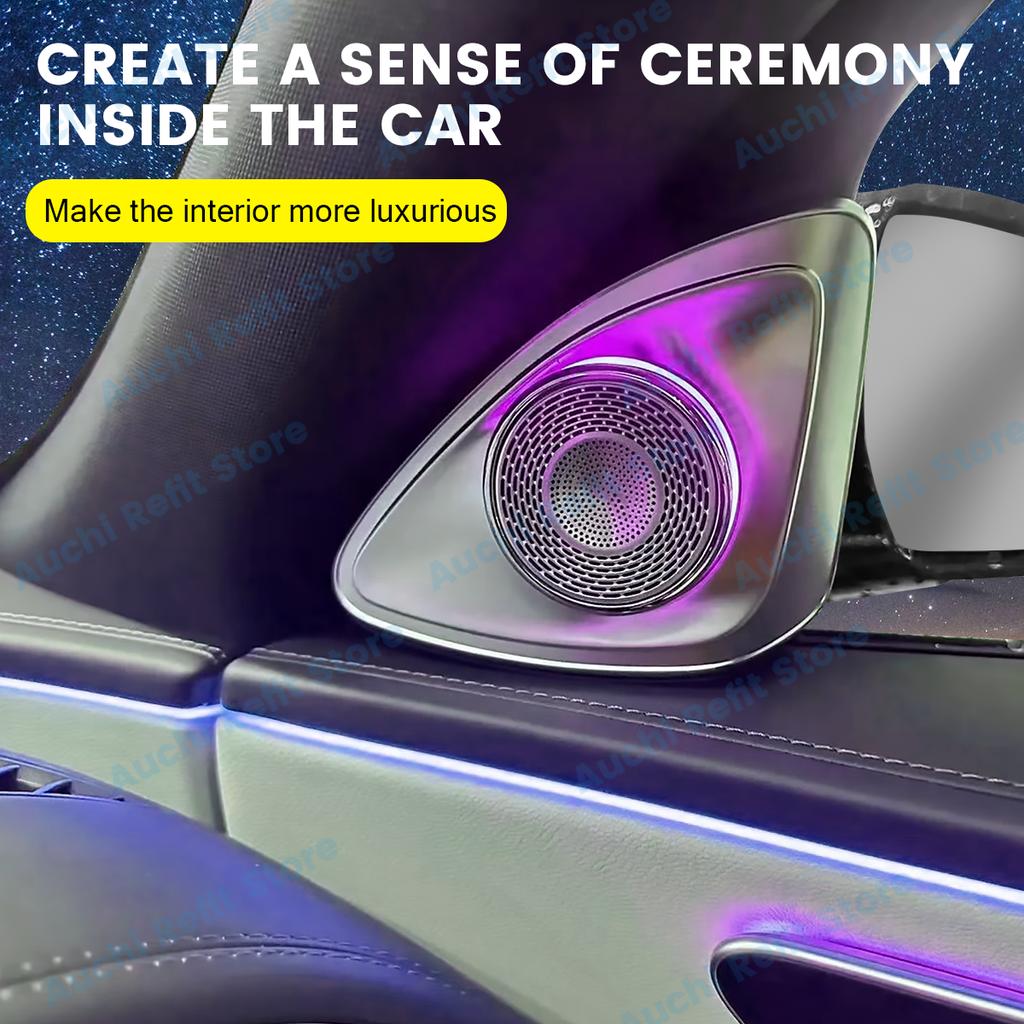64 Colors 4D Rotating Tweeter Speaker For Mercedes Benz W214 New E Class Car RGB LED Ambient Light Treble Horn Refit Accessory