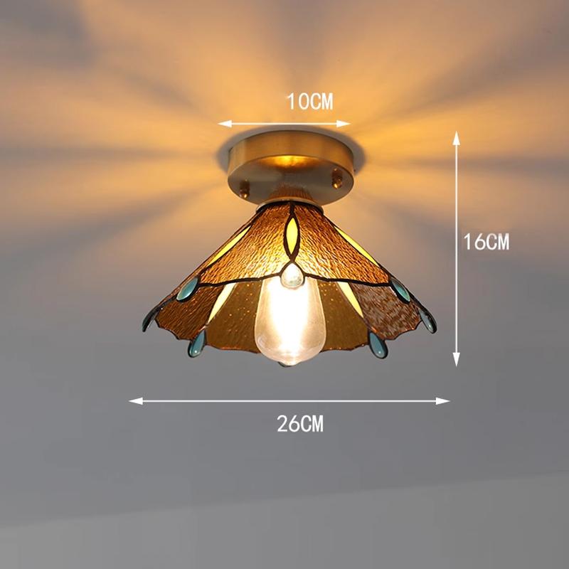 Tiffany Chandelier Retro Creative Stained Glass Lotus Pendant Light Corridor Bedroom Living Room E27 Single Head Hanging Lamps