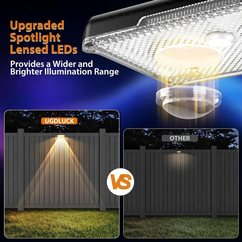 4/8PCS Solar Fence Light Outdoor LED Wall Lights RGB and 3Color Lighting IP65 Waterproof for Garden Courtyard Decoration Light