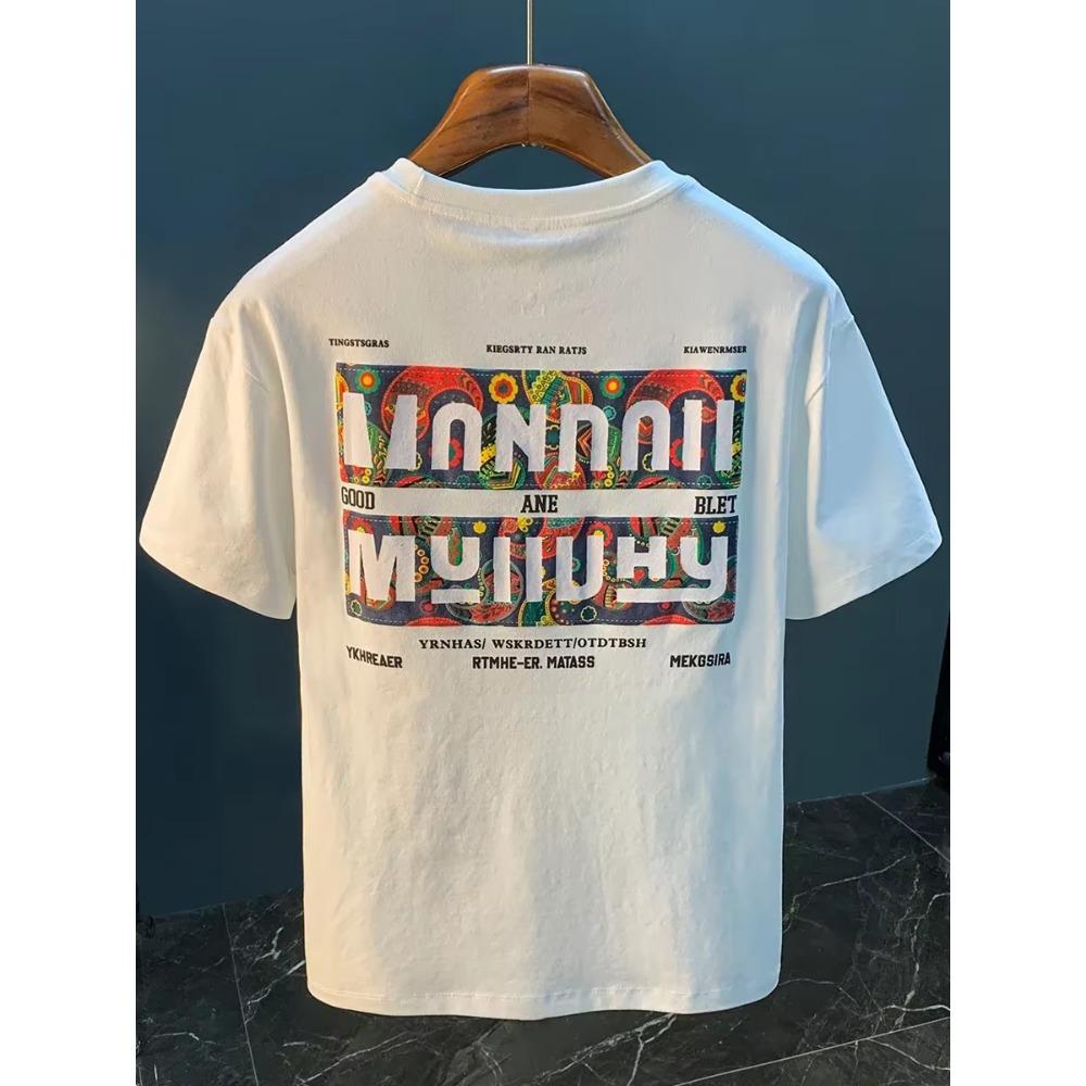 

Футболка с коротким рукавом Blockbuster из 100% хлопка с принтом, мужская, новинка лета 2024 года, американский модный бренд для мужчин, свободный XXXXXL