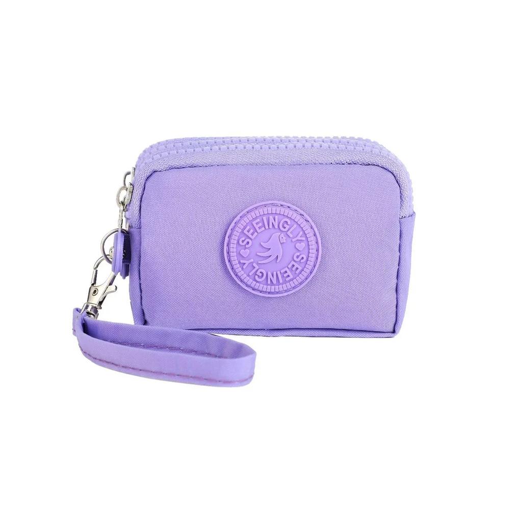 Mini Nylon Coin Purse Key Bag Women Wallets Zipper Waterproof Portable Three Layer Card Holder Female Girl Handbag Headphone Bag