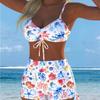 1011 Women's Split Swimsuit Small Vest Style Swimsuit Set Printed Suspender Vest Split Bikini