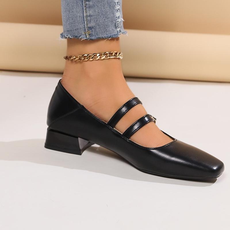 Fashion 2025  High Quality Spring Autumn Women's Double Buckle Mary Jane Shoes Patent Leather Dress Shoes High Heels Retro Women's Shoes