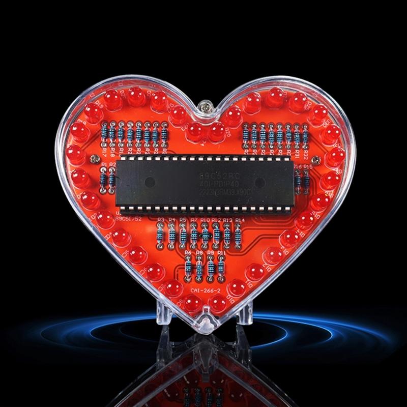 32 RGBs LED DIY Herzform Lötbausatz Pädagogisches Elektronik-Lernset für Studenten und Bastelbegeisterte Geschenk