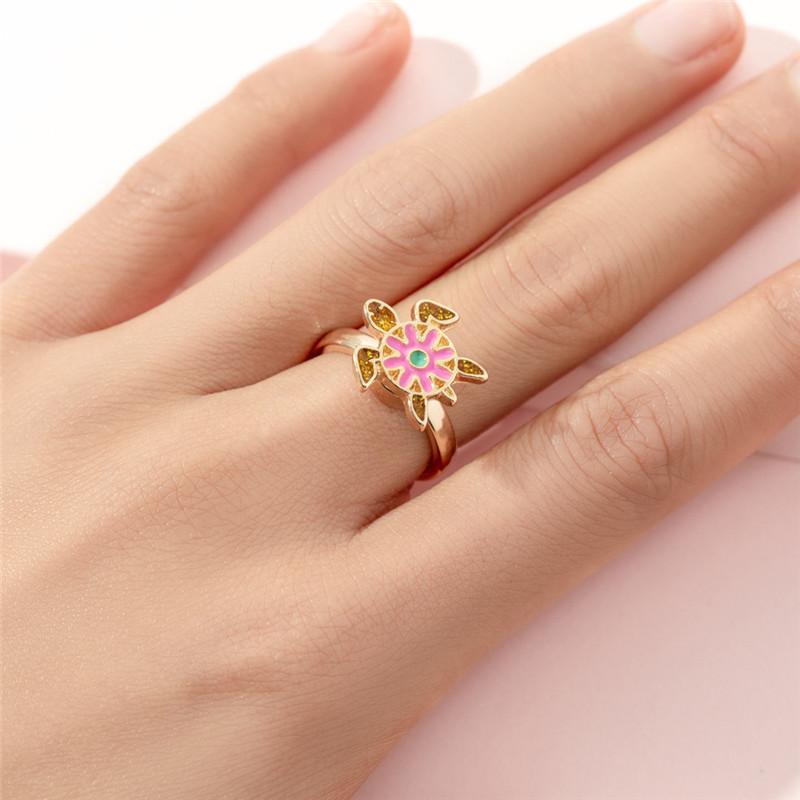 Fashion Anxiety Ring Fidget Spinner Adjustable Finger Rings Butterfly Daisy Bee Charm Rotatable Jewelry Antistress Birthday Gift resizable