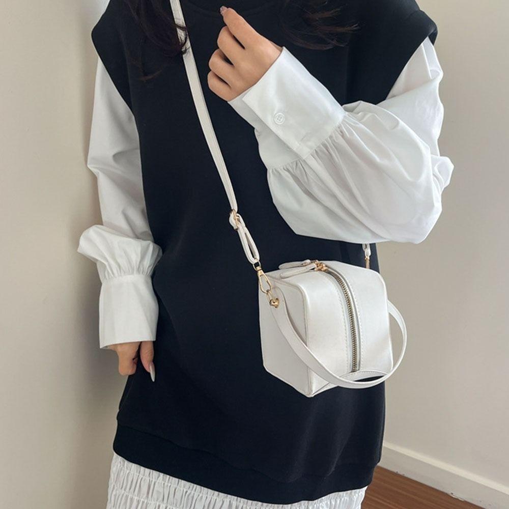 Versatile Texture PU Leather Shoulder Bag Mini Zipper Crossbody Bag Commuting Bags Daily Use