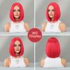 Halloween Red Short Straight Wig - Street Party Festival Middle Part Style Synthetic Machine Made Full Cap Wig, Multiple Red Options Available